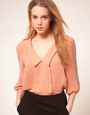 ASOS Blouse With Pintuck And 3/4 Sleeves