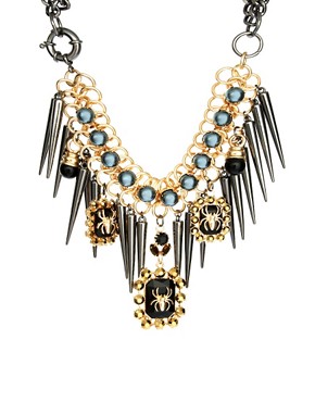 Image 1 of ASOS Premium Spider Jewel & Spike Necklace