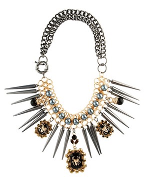 Image 2 of ASOS Premium Spider Jewel & Spike Necklace