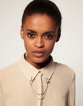Image 1 of ASOS Pearl Collar Tips With Hanging Chains