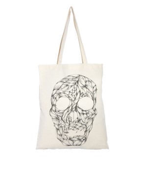 Image 1 of Borders&Frontiers Braid Skull Organic Cotton Canvas Shopper
