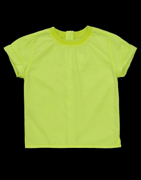 Imagen 3 de Camiseta vaquera amarillo flúor con cremallera en la espalda de ASOS