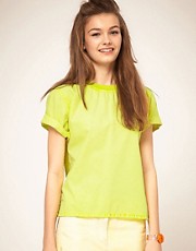 ASOS Zip-Back Denim T-Shirt in Neon Yellow