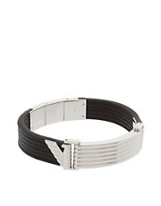 Emporio Armani Stainless Steel And Leather Link Bracelet