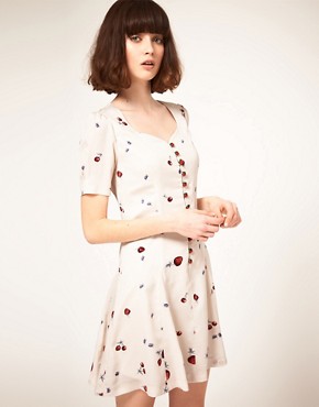Image 1 of Nishe Sweetheart Dress in Fruit Print
