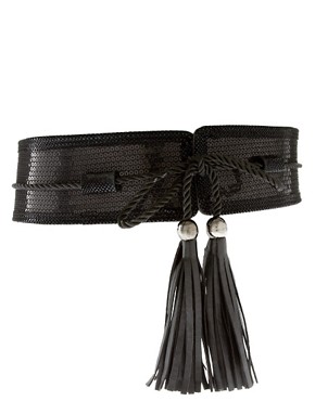 Imagen 1 de Cinturón obi con lentejuelas y detalle de borlas de ASOS
