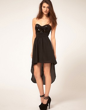 Image 4 of Reverse Dress with Mirror Embellishment Hi Lo