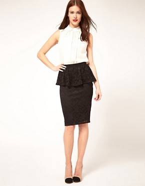 Image 1 of ASOS Peplum Skirt in Lace
