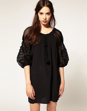Image 1 of TBA Exclusive to ASOS Organza Sleeve Silk Gypsy Dress