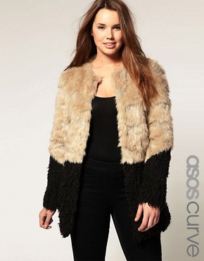 Image 1 of ASOS CURVE Faux Fur Coat with Contrast Hem