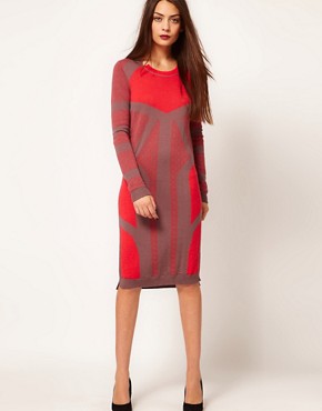 Image 1 of Dagmar Merino Knitted Dress In Graphic Jacquard Design