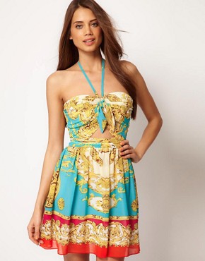 Image 1 of Lipsy Scarf Print Dress With Cutout