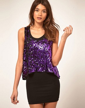 Image 1 of Lipsy Slouchy Dress With Sequin Top