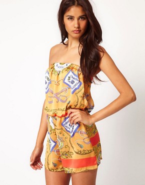Image 1 of Glamorous Chain Print Bandeau Playsuit