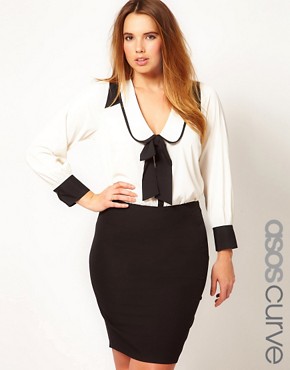 Image 1 of ASOS CURVE Exclusive Blouse With Contrast