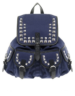 Image 1 of ASOS Studded Canvas Backpack