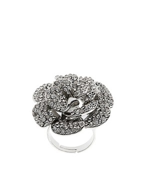 Image 1 of Lipsy Diamante Crystal Flower Ring