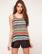 Paprika Zip Back Top In Mexican Print