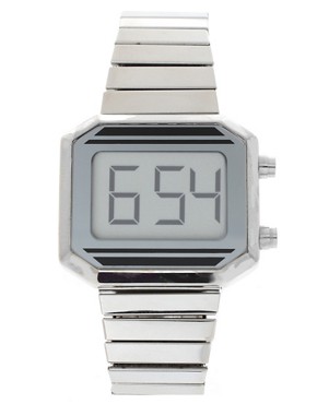 Image 1 of ASOS Retro Style Digital Watch On Expander Strap