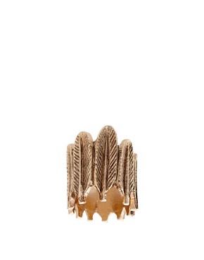 Image 1 of House Of Harlow 1960 14ct Gold Plated Feather Row Ring