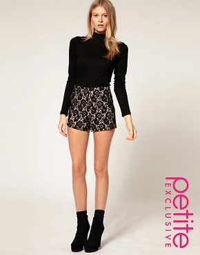 Image 1 of ASOS PETITE Exclusive Lace Knicker Shorts