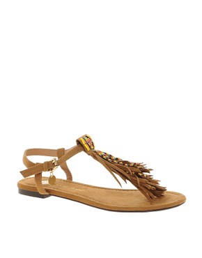 Image 1 of River Island Beaded Fringed Sandals