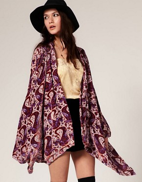 Image 1 of Winter Kate Jasmine Kimono Jacket in Velvet Burnout