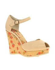 Shellys Ginger Floral Heel Wedge Shoe