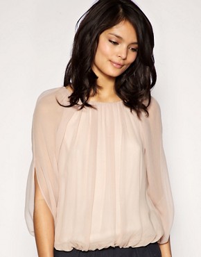 Image 1 of Warehouse Silk Cape Sleeve Top