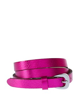 Image 1 of ASOS Leather Skinny Metallic Belt
