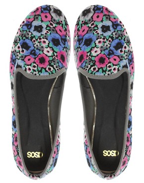 Image 3 of ASOS LEON Slipper Shoes With Floral Print