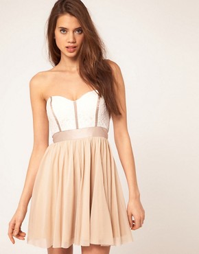 Image 1 of ASOS Skater Dress With Lace Bustier