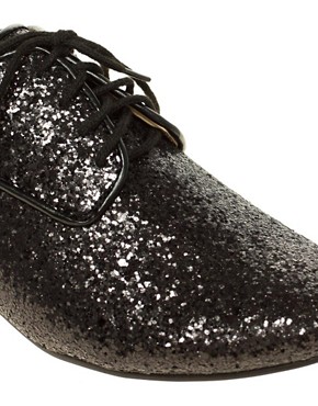 Image 2 of Miss KG Lennox Glitter Lace Up Flat Shoe