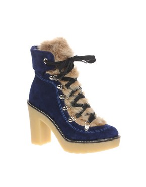 Image 1 of Sonia by Sonia Rykiel Escalade Lace Up Faux Fur Trim Boots