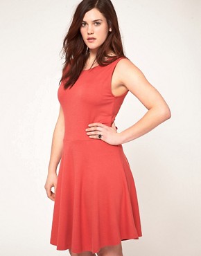 Image 2 of ASOS CURVE Exclusive Skater Dress with Bow Back