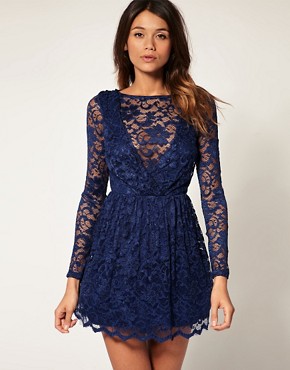 Image 1 of ASOS Lace Dress with Full Skirt
