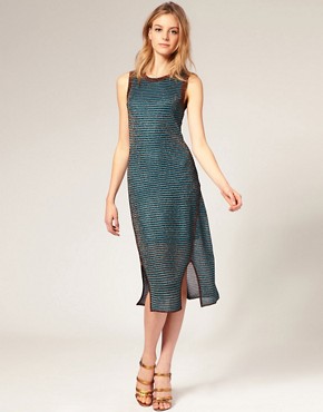 Image 1 of ASOS Midi Dress In Metallic Knit