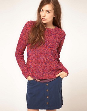 Image 1 of Vila Knitted Jumper in Multi Coloured Cable