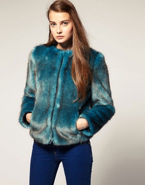 Image 1 of ASOS Collarless Faux Fur Jacket