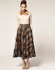 ASOS Midi Skirt in Oversized Check