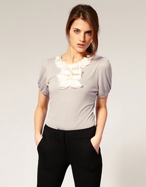 Image 1 of ASOS Abstract Frill Front Top