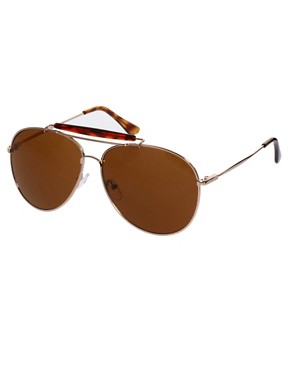 Image 1 of ASOS Bar Brow Aviator Sunglasses