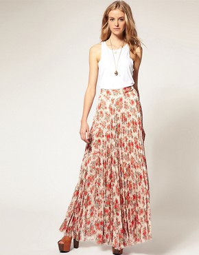 Image 1 of ASOS Floral Printed Pleat Maxi