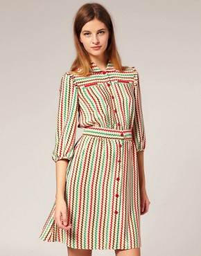 Image 1 of Boutique by Jaeger Tea Dress in Ric Rac Print