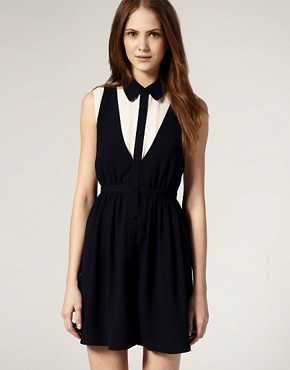 Image 1 of Boutique By Jaeger Cross Back Pinafore Detail Dress