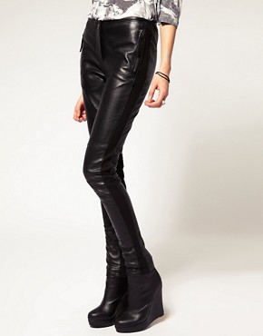 Image 4 of Gestuz  Leather And Rib Panelled Trousers