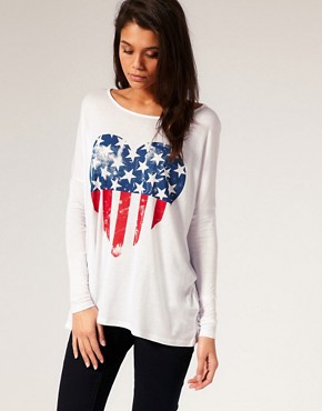 Image 1 of ASOS Stars And Stripes Heart Print Top