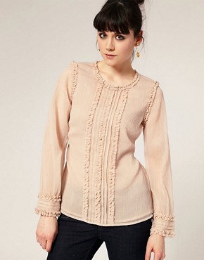 Image 1 of A|Wear Pintuck Ruffle Front Blouse