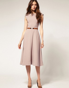 Image 1 of ASOS Midi Dress with Contrast Belt