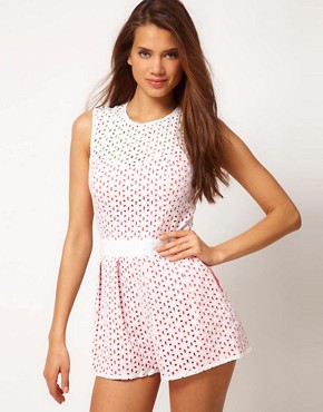 Image 1 of ASOS Playsuit In Broderie Anglaise